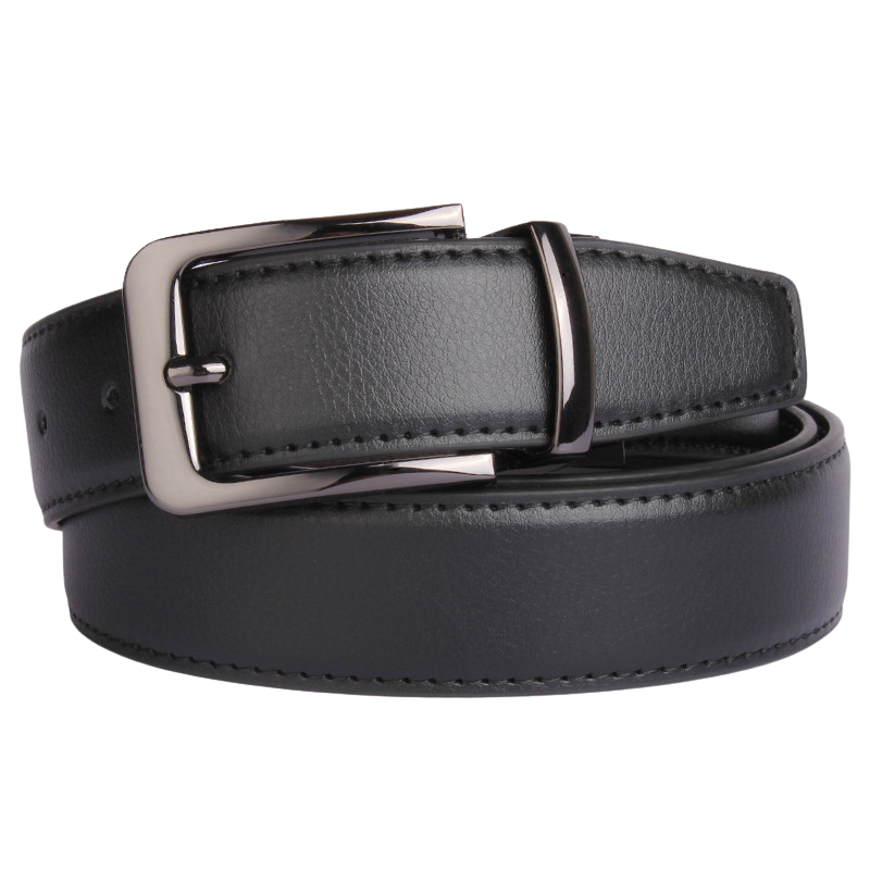 Ceinture Alexis 1 en cuir refendu noir avec boucle ardillon argentée et noire