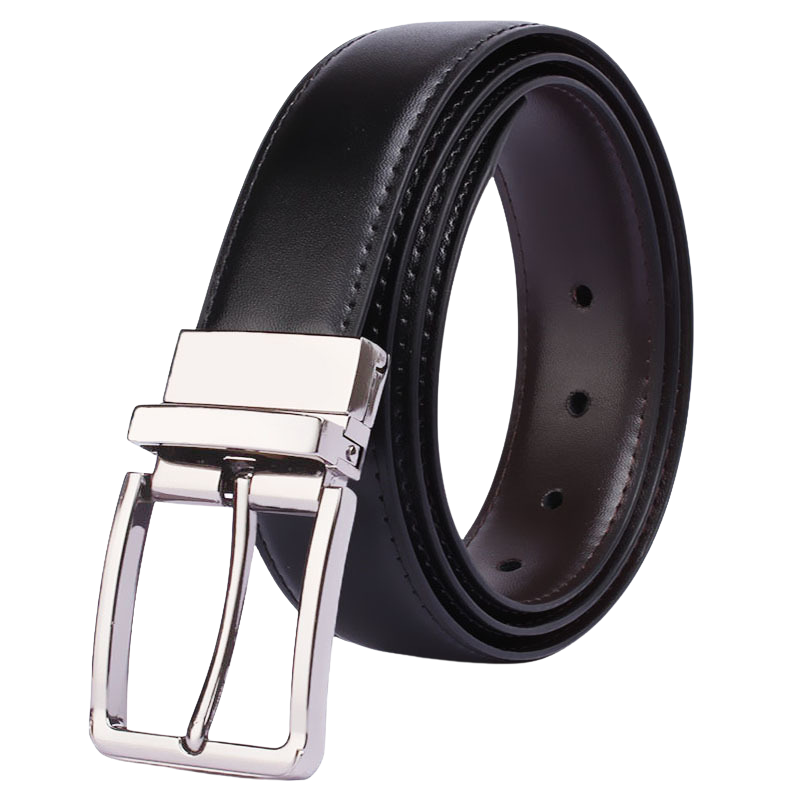 Ceinture Alexis 3 homme en cuir noir avec boucle ardillon argentée rotative