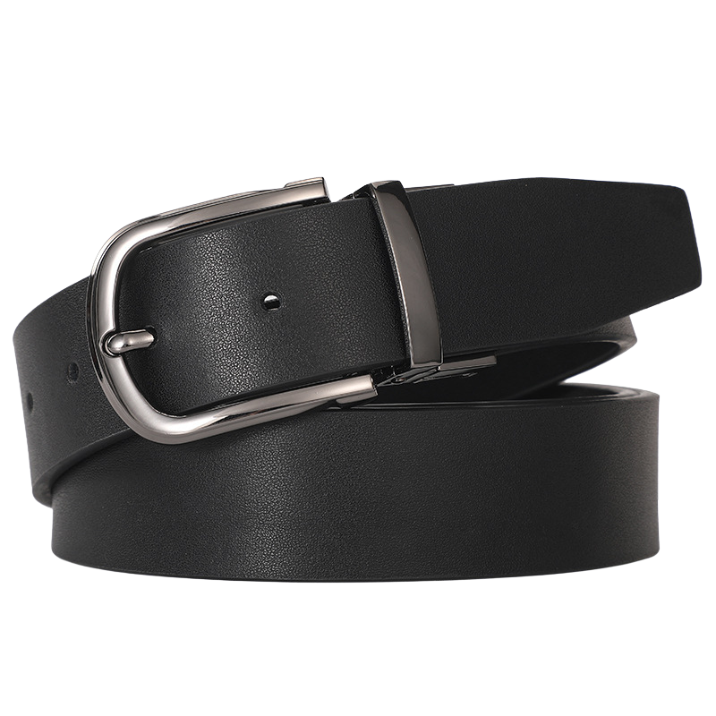 Ceinture en cuir noir pour femme, modèle Amaury 4, avec boucle ardillon argentée et finition mate. Lanière de 3.5 cm de largeur.