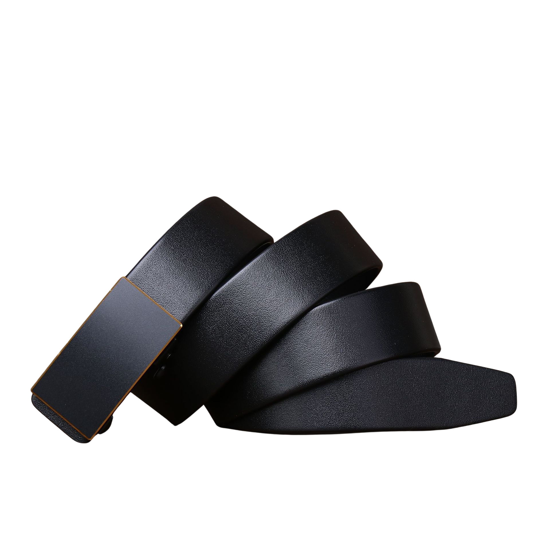 Ceinture noire Armand 1 en cuir de vachette pleine fleur avec boucle rectangulaire automatique en alliage métallique.