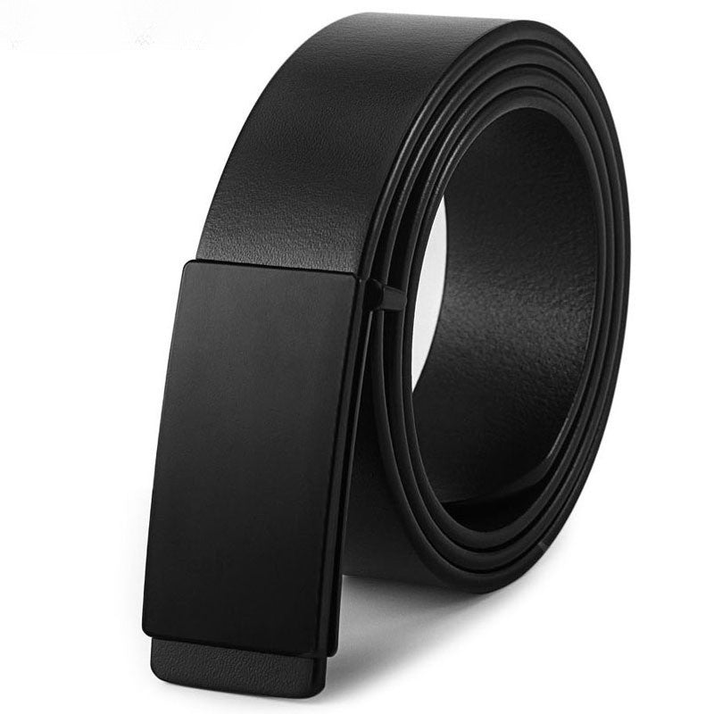 Ceinture Austerl noire pour homme en cuir pleine fleur avec boucle automatique rectangulaire en alliage