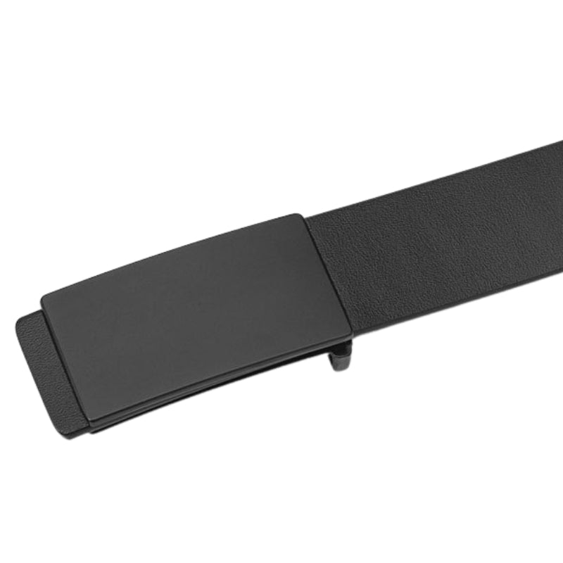 Ceinture Austerl pour homme en cuir pleine fleur noir avec boucle rectangulaire automatique en alliage noir. #fullwidth