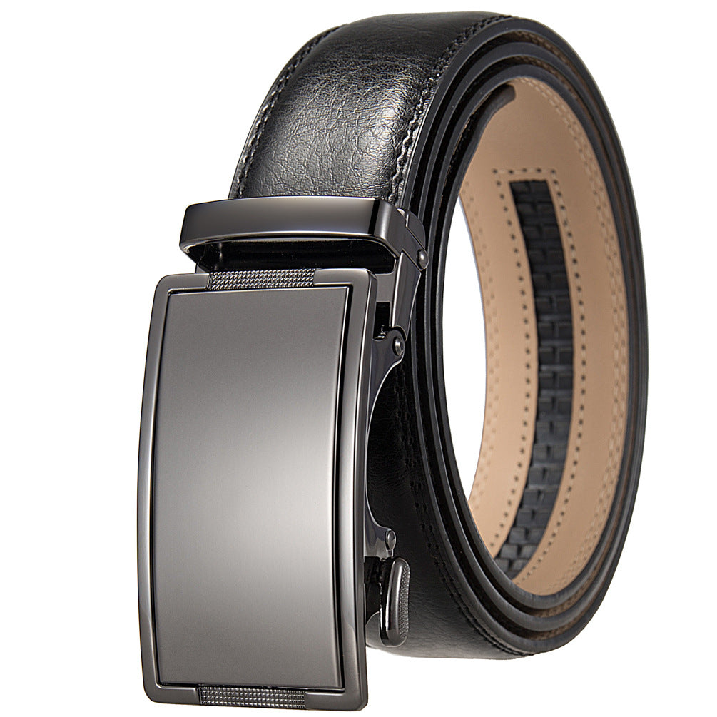 Ceinture homme Bastide 60 en cuir noir avec boucle automatique rectangulaire argentée finition canon de fusil lisse. #fullwidth