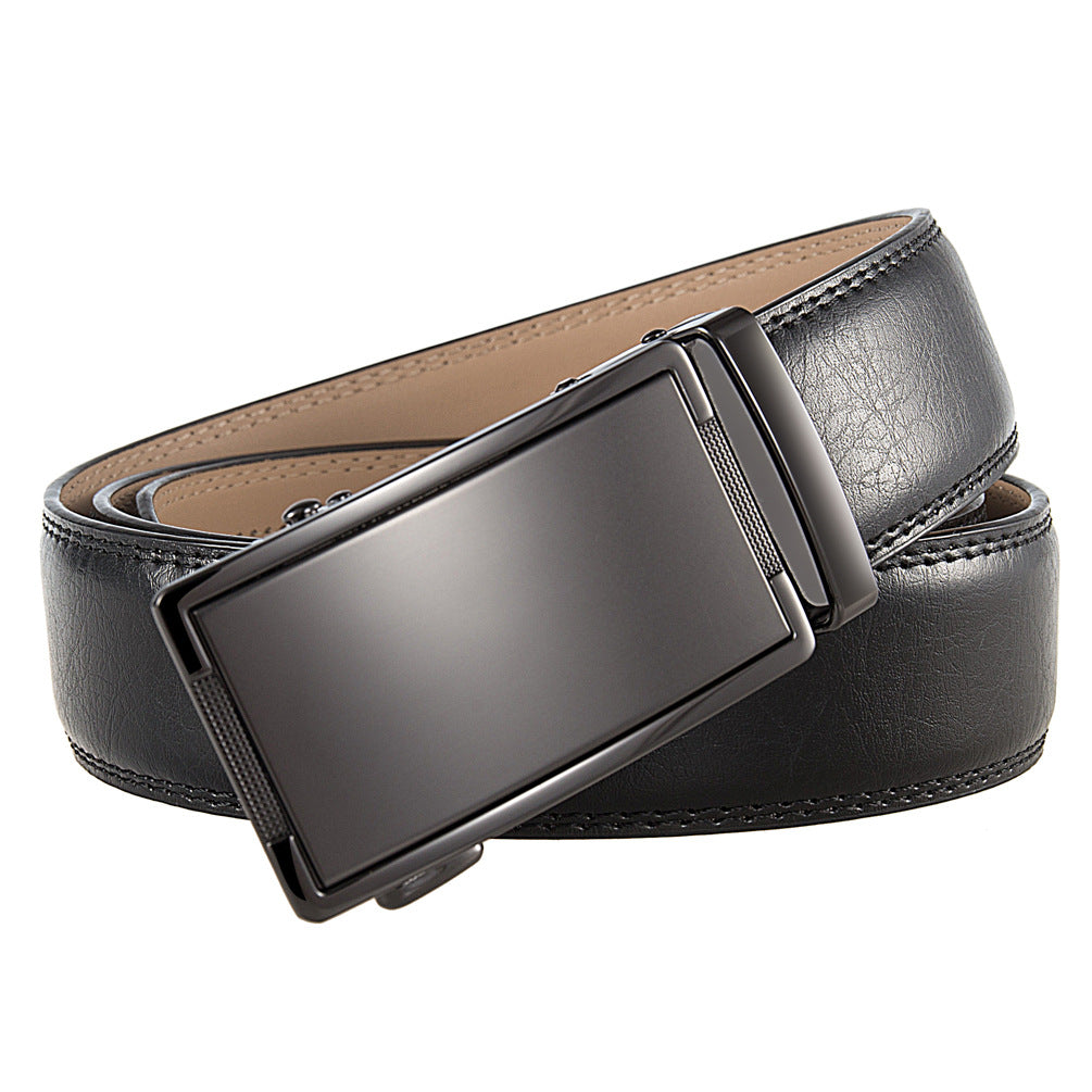 Ceinture homme Bastide 60 en cuir noir avec boucle automatique argentée finition canon de fusil lisse