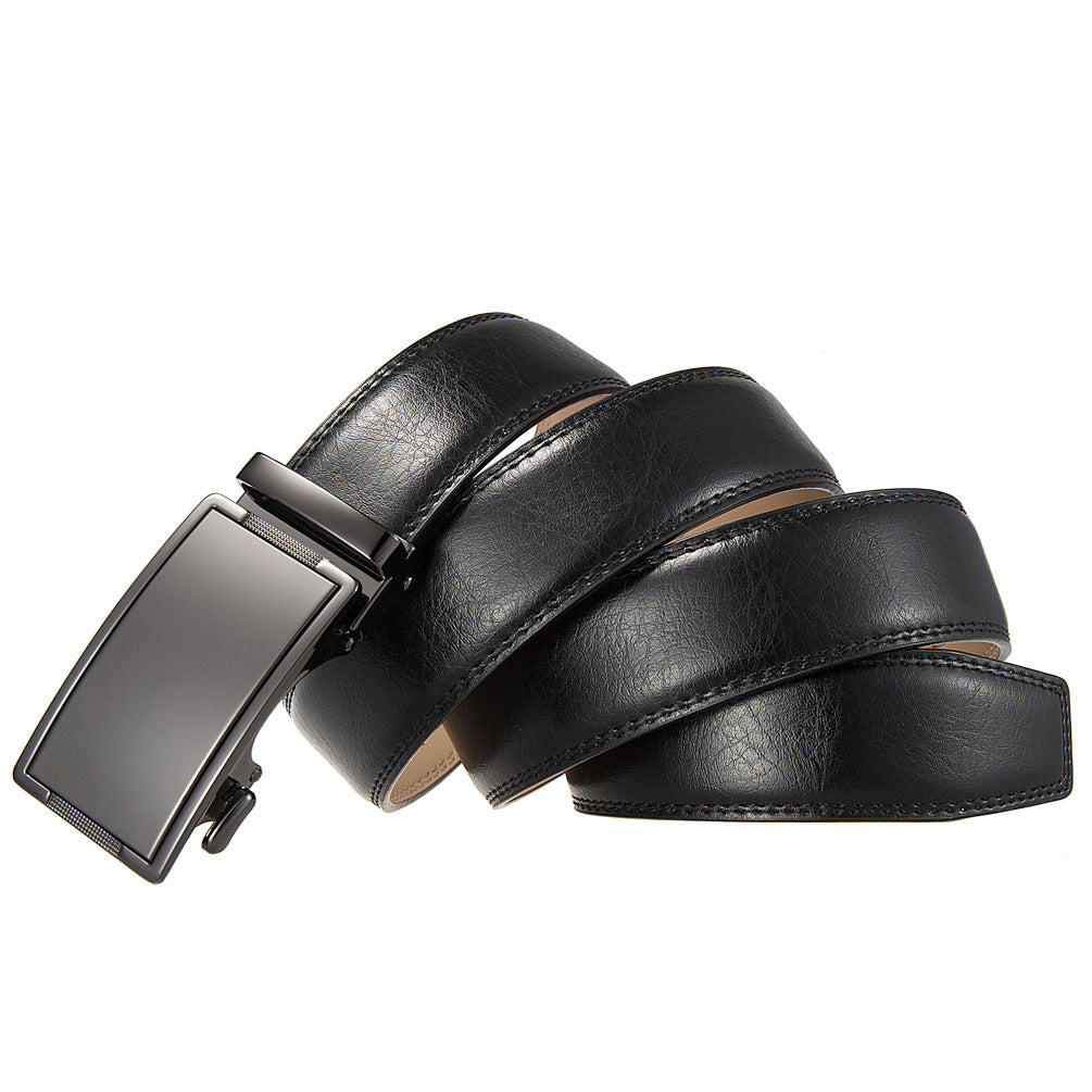 Ceinture homme Bastide 60 en cuir noir avec boucle automatique argentée et finition canon de fusil