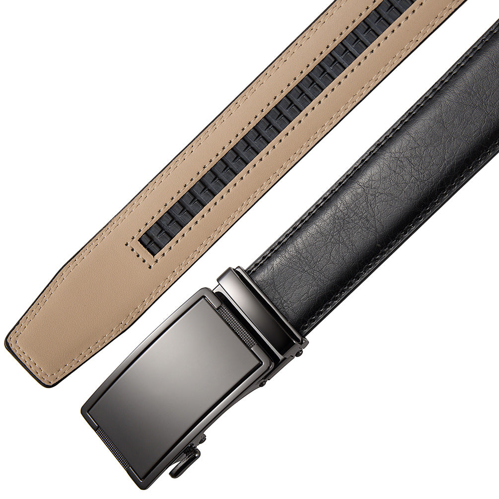 Ceinture homme Bastide 60 en cuir noir avec boucle rectangulaire argentée finition canon de fusil lisse, doublure beige et système de réglage automatique #fullwidth