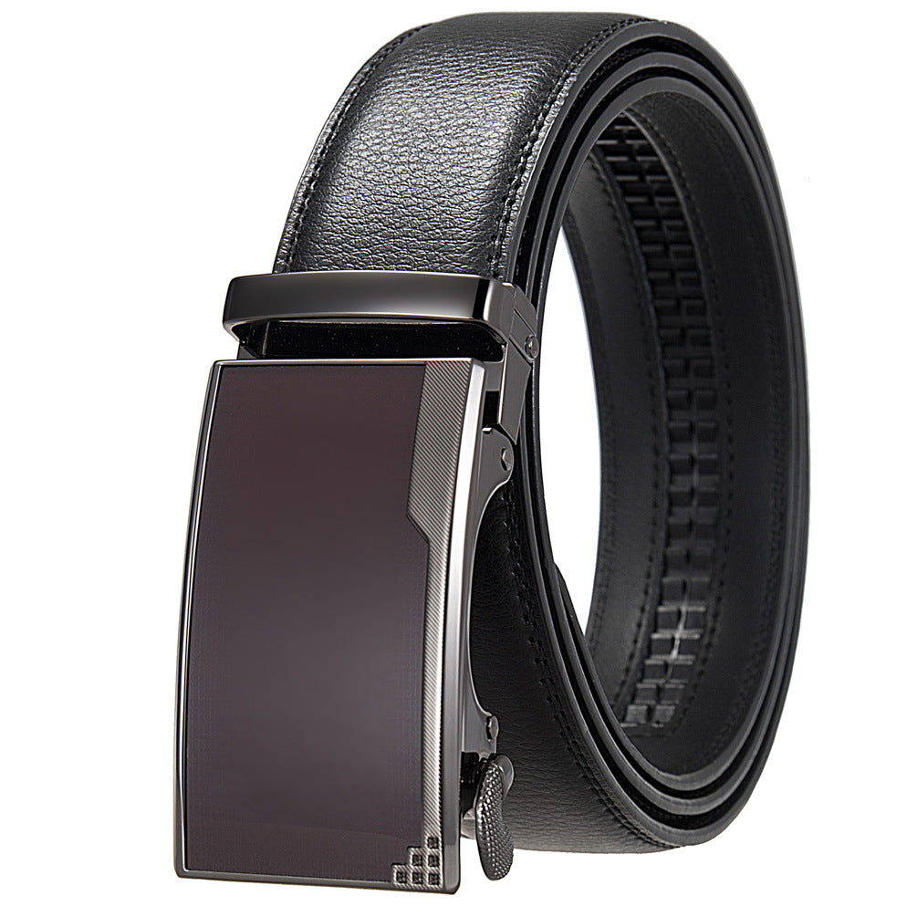 Ceinture homme Beaubour 20 en cuir de vachette noir avec boucle automatique rectangulaire argentée, finition lisse. #fullwidth