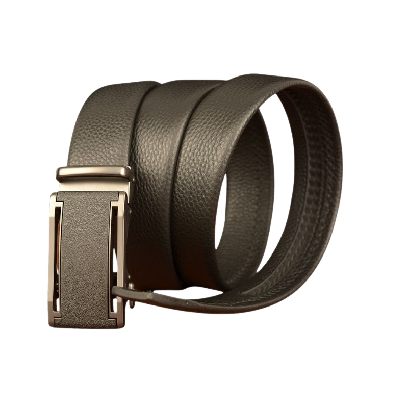 Ceinture pour homme Cannes 2 en cuir grainé noir avec boucle automatique argentée rectangulaire #fullwidth