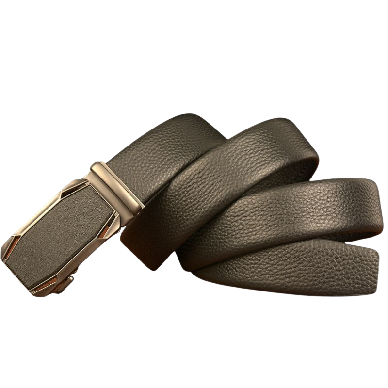 Ceinture homme Cannes 4 en cuir noir grainé avec boucle automatique rectangulaire argentée #fullwidth