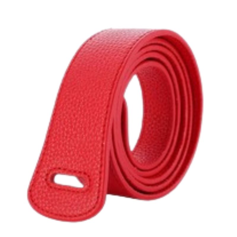 Ceinture femme Clotilde en cuir pleine fleur rouge, finition grainée, boucle à nouer ton sur ton. #fullwidth