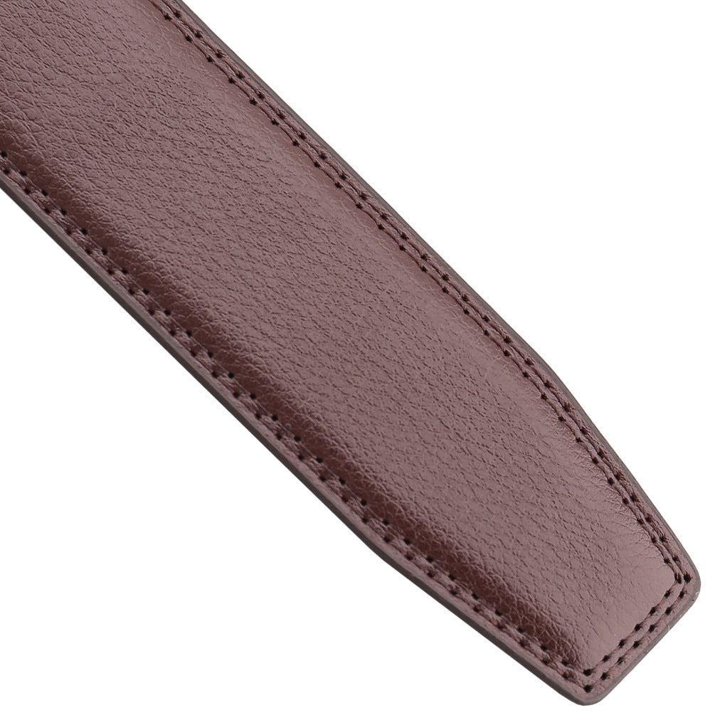 Ceinture Cocteau en cuir de vachette refendu marron avec surpiqûres ton sur ton et texture 20T. #fullwidth