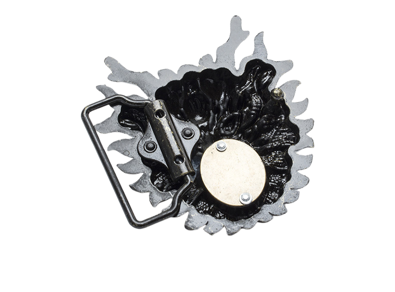 Boucle de ceinture pour homme Épine Noire 2, en forme de tête de dragon avec des détails complexes et une finition métallique argentée et noire.