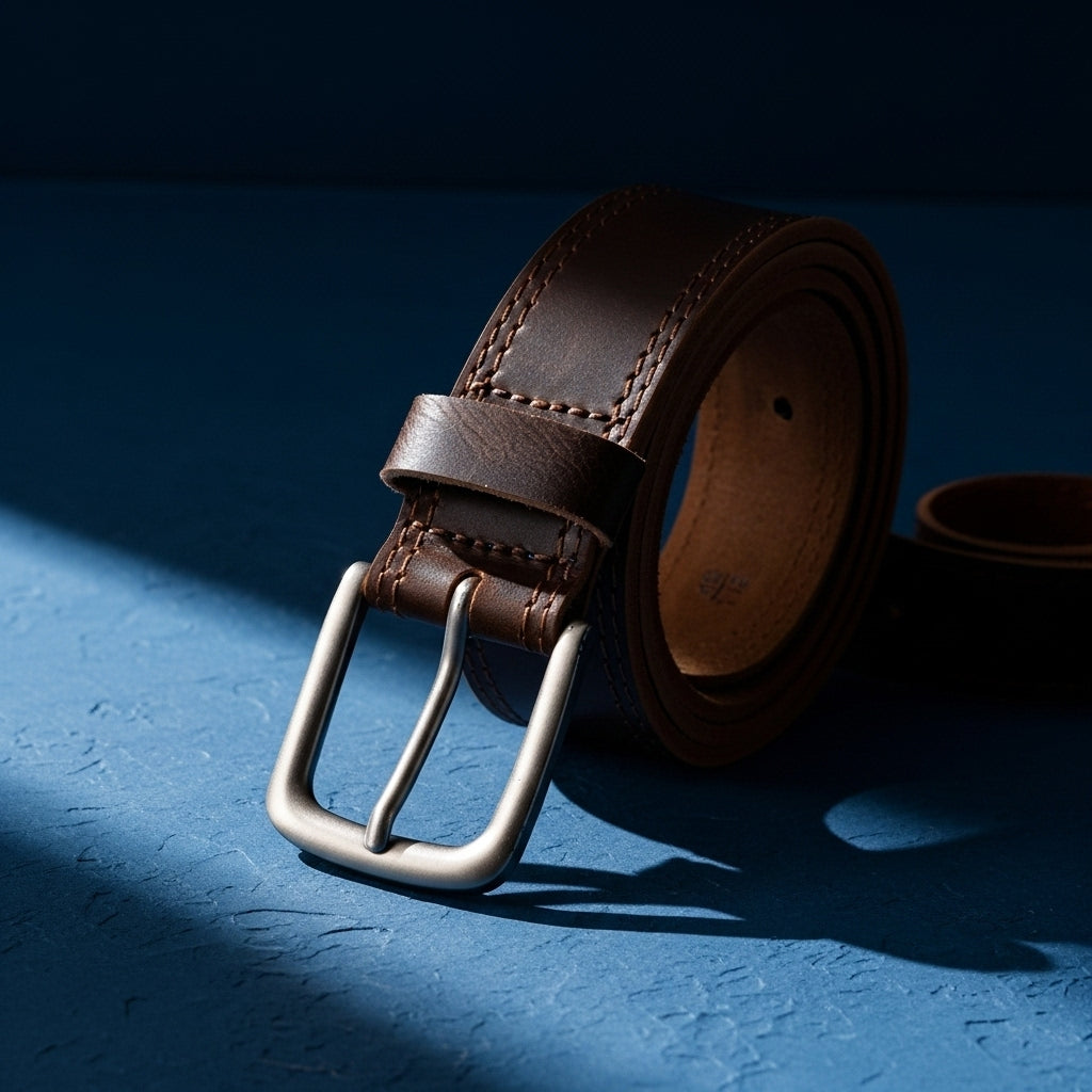 Ceinture Ferré Cuir 1 pour homme en cuir marron avec boucle ardillon argentée #fullwidth