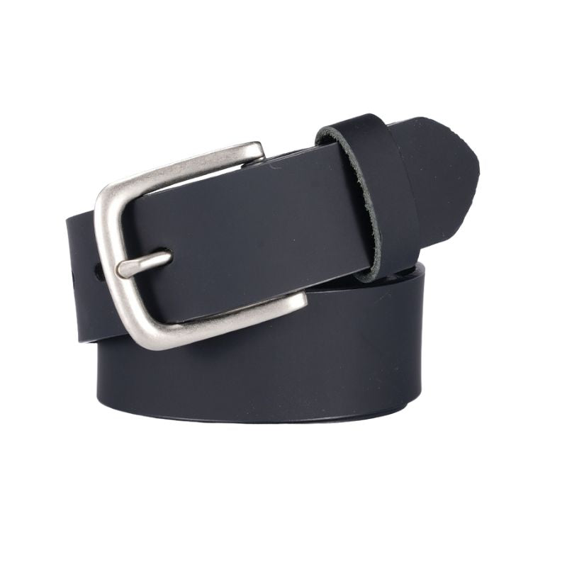 Ceinture Ferré Cuir 2 noire pour homme en cuir de vachette avec boucle ardillon argentée