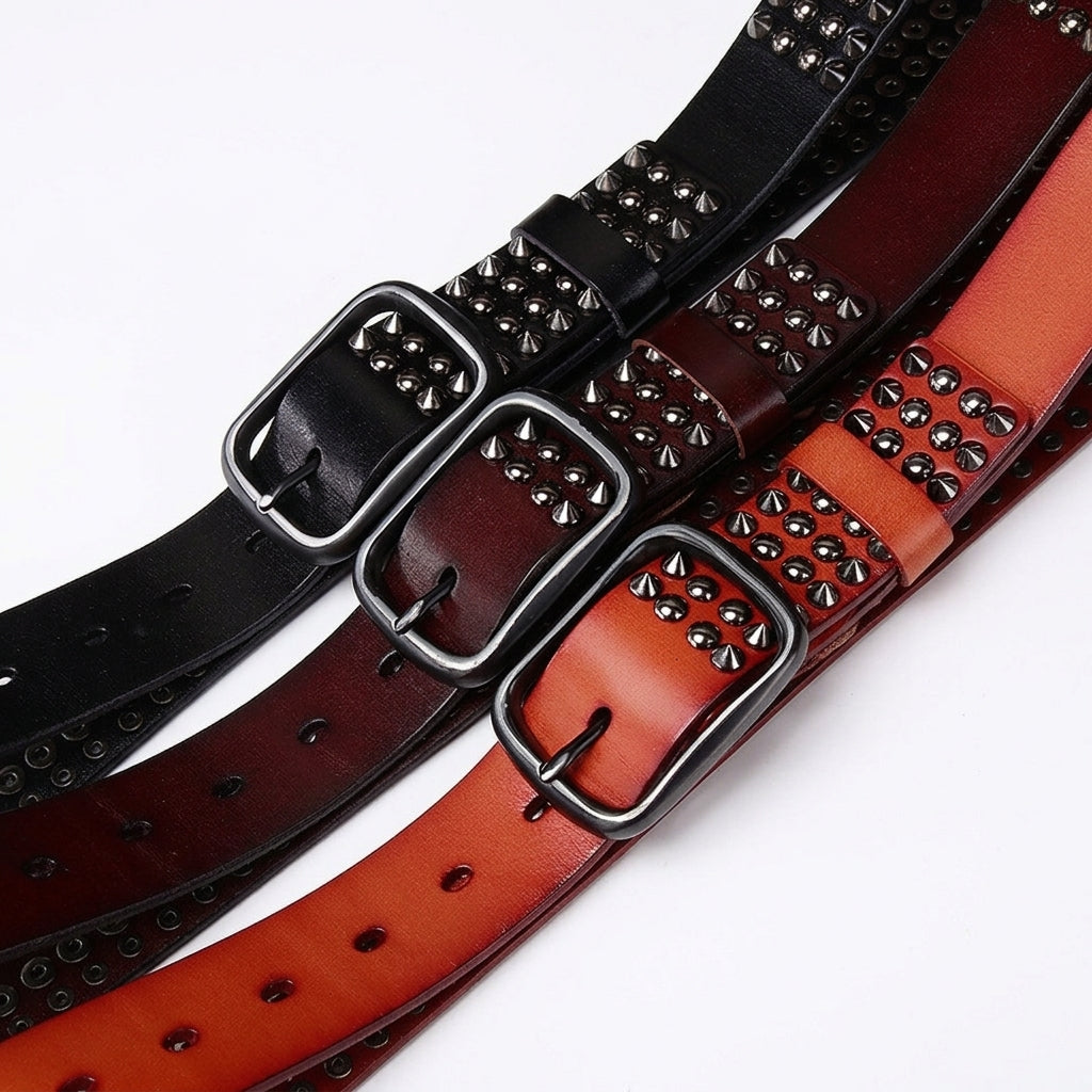 Ceinture homme Chantilly en cuir pleine fleur noir avec boucle métallique vintage
