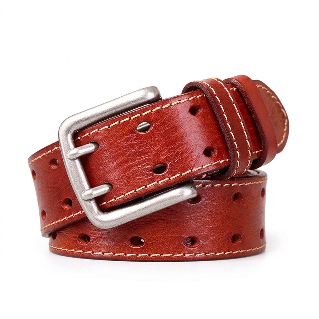 Collection de ceintures homme Sully en cuir pleine fleur avec boucle double ardillon en quatre coloris