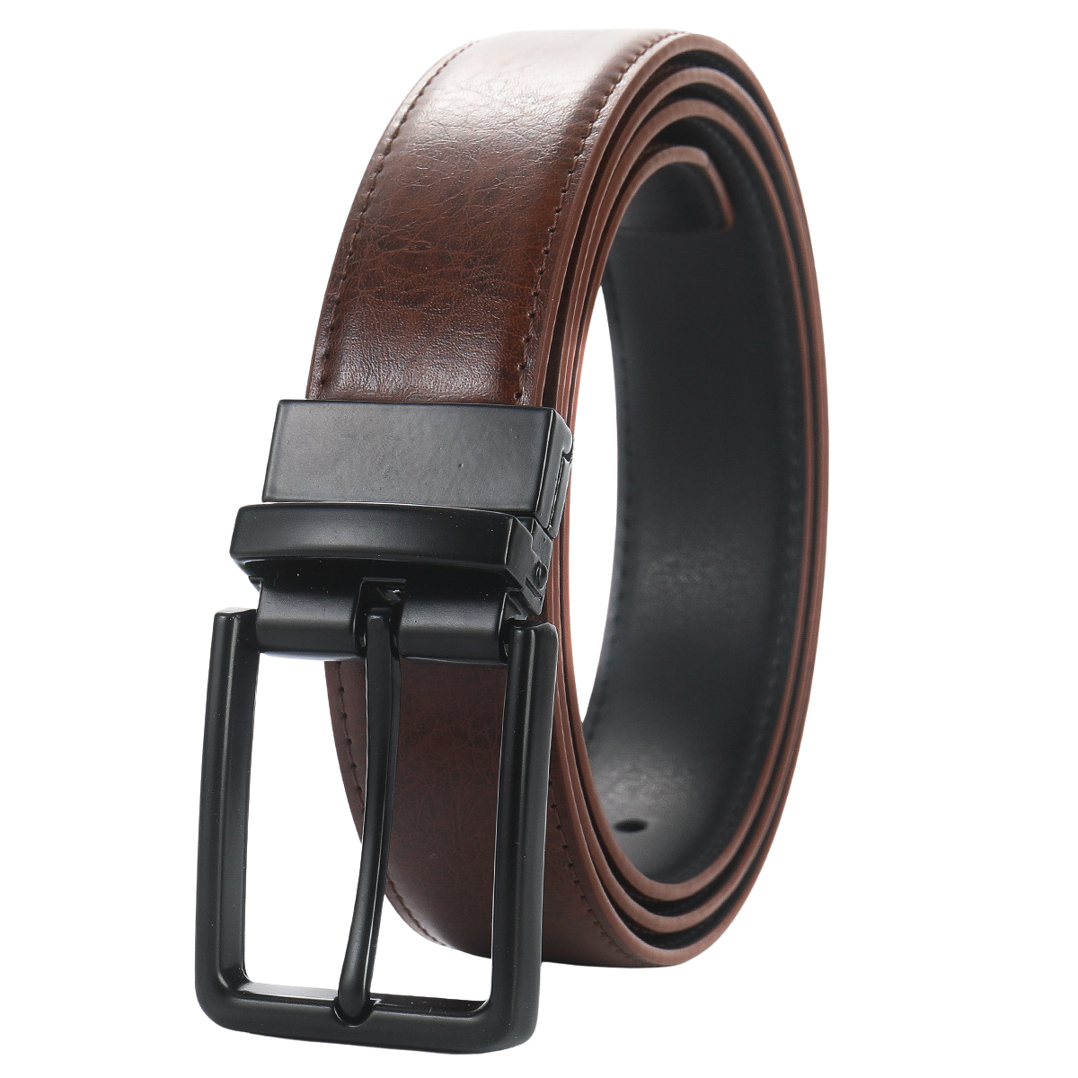 Ceinture homme Gabriel 1 en cuir marron avec boucle ardillon rectangulaire noire réversible