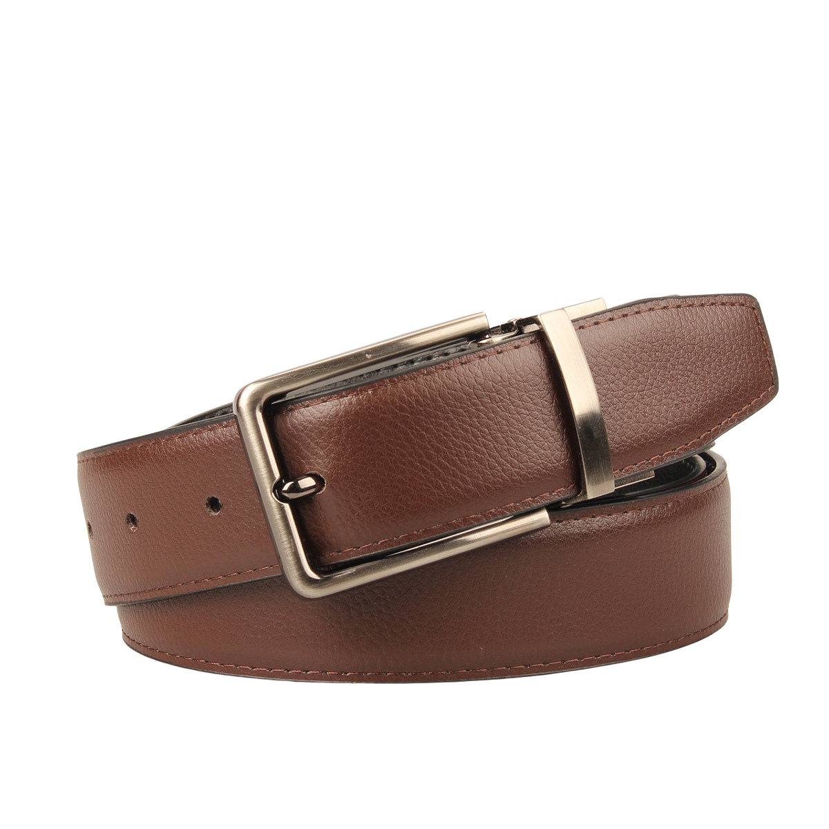 Ceinture homme Gabriel 3 en cuir marron texturé, boucle ardillon rectangulaire en alliage argenté