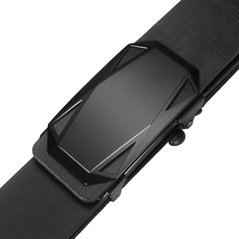 Ceinture homme Gascon en cuir noir avec boucle automatique rectangulaire en alliage noir