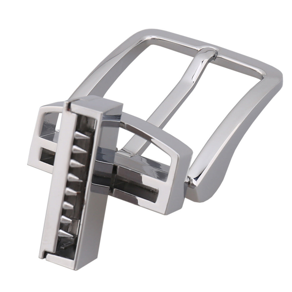 Boucle d'ardillon Hector rotative en alliage de zinc argenté, 3.5 cm, pour ceinture homme.