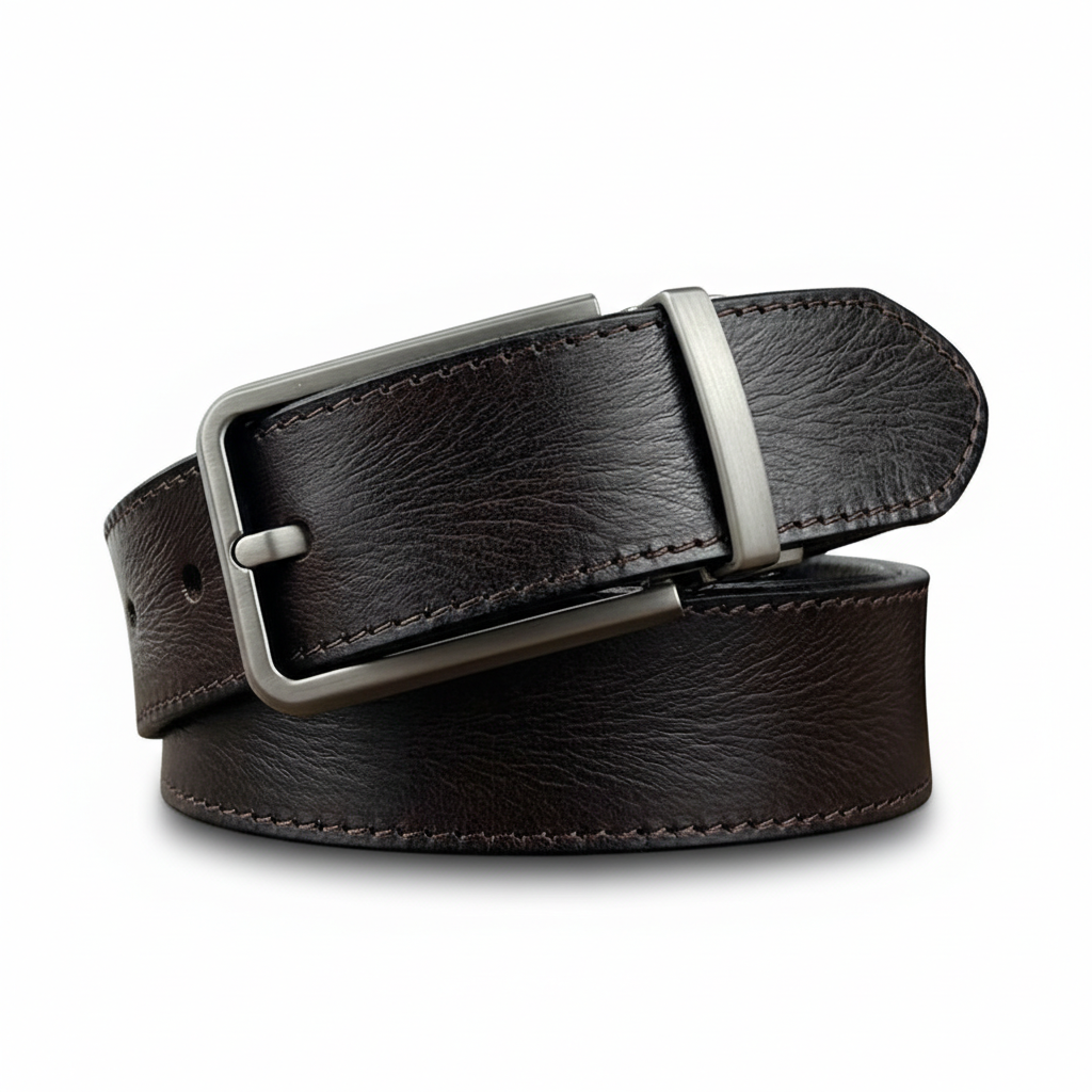 Ceinture Honoré Cuir noire en cuir de vachette pleine fleur avec boucle ardillon rectangulaire argentée. Modèle artisanal CY0034, largeur 3,3 cm.