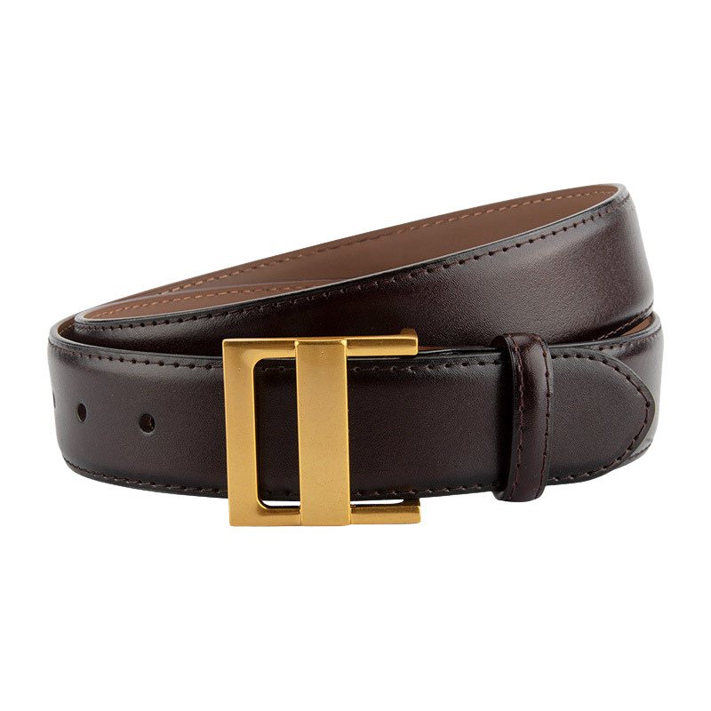 Ceinture femme Innocente marron avec boucle dorée rectangulaire.