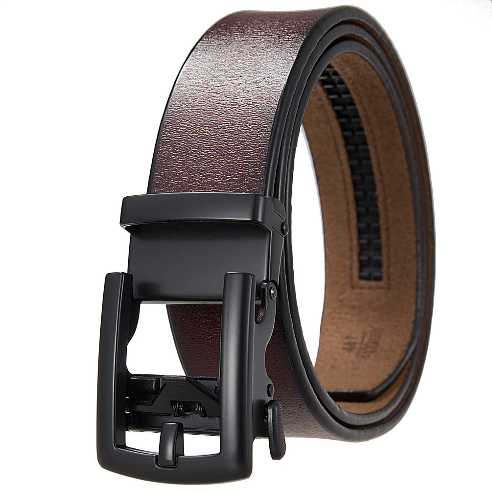 Ceinture pour homme Jules en cuir marron avec boucle automatique rectangulaire noire