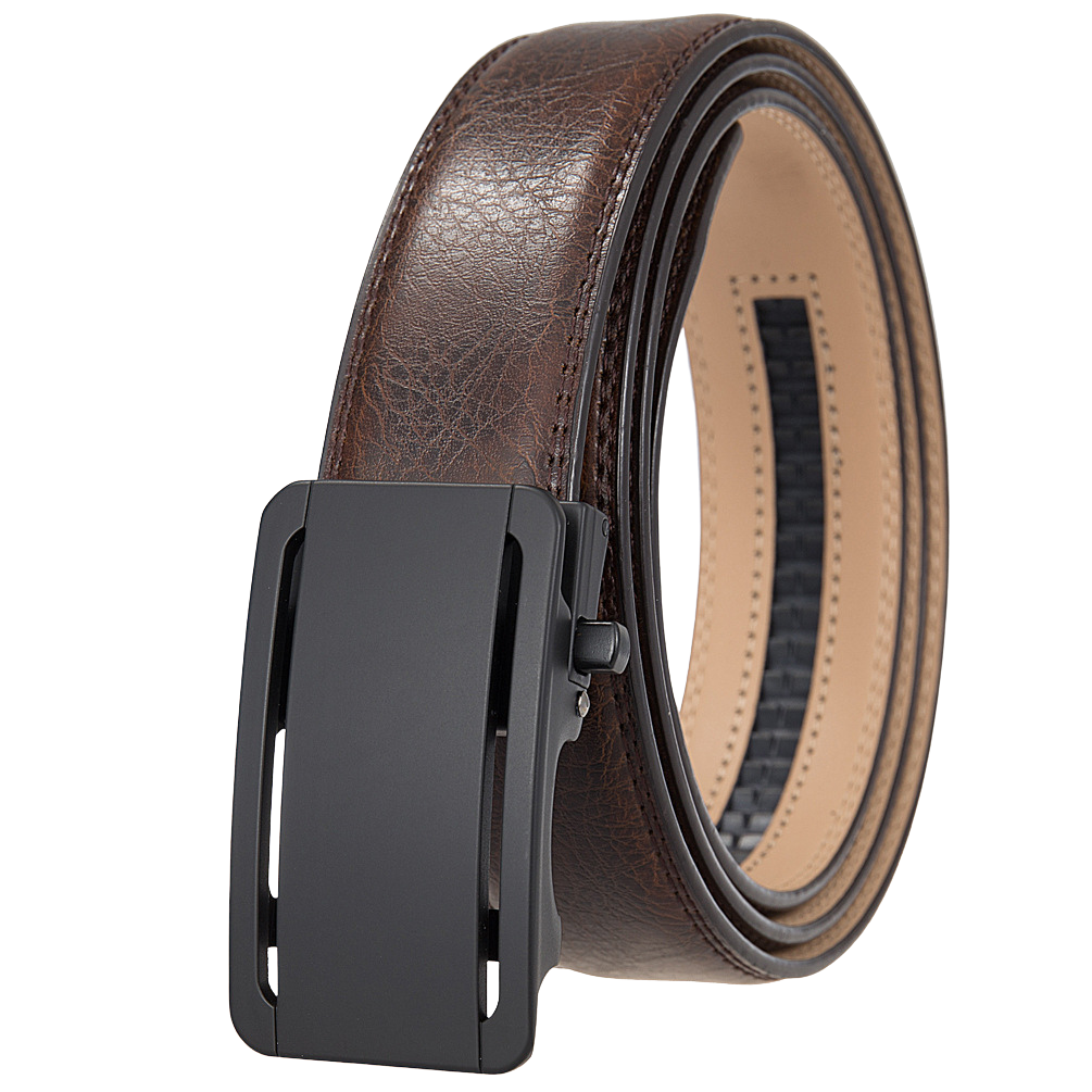 Ceinture homme Léo Tiss 60 marron avec boucle automatique noire