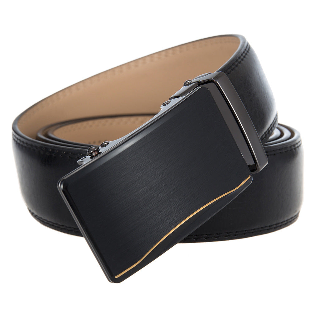 Ceinture homme Léo Zen 60 noire avec boucle automatique rectangulaire noire et détail doré