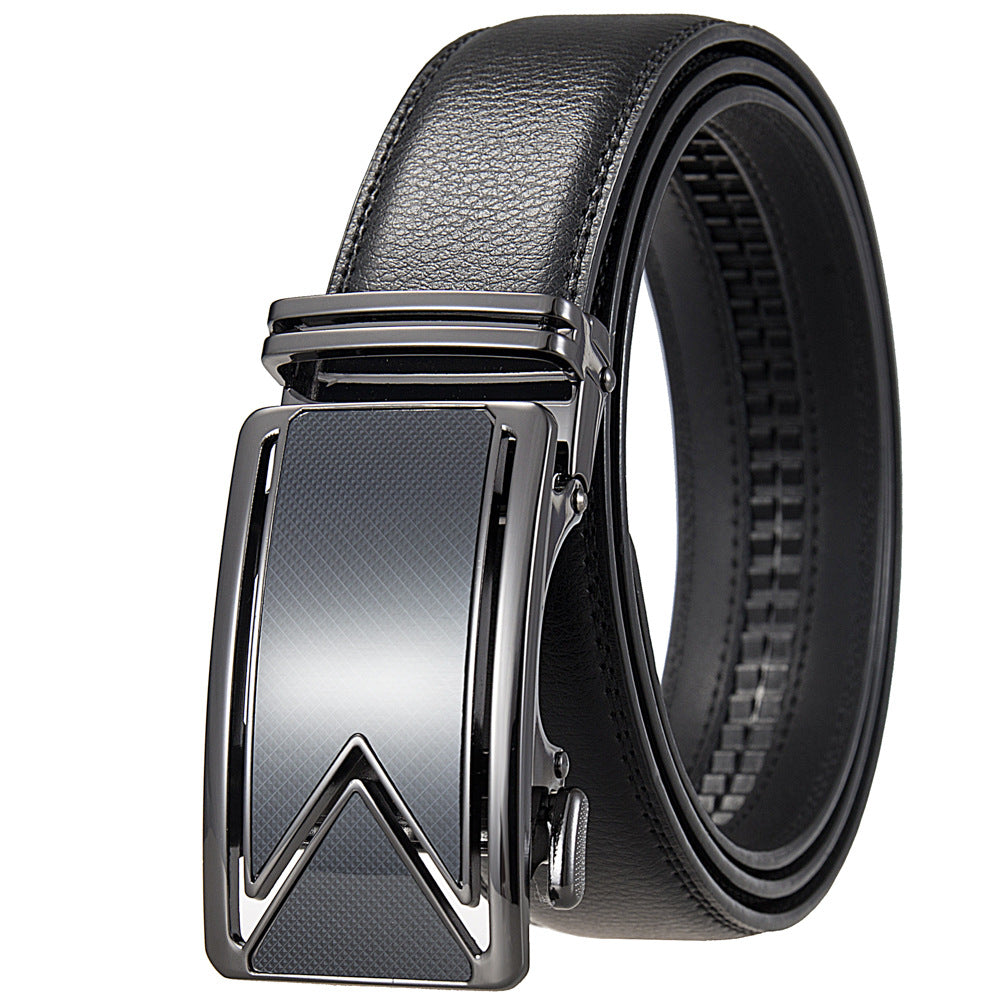 Ceinture homme Marais 20 en cuir refendu noir avec boucle automatique rectangulaire en alliage noir