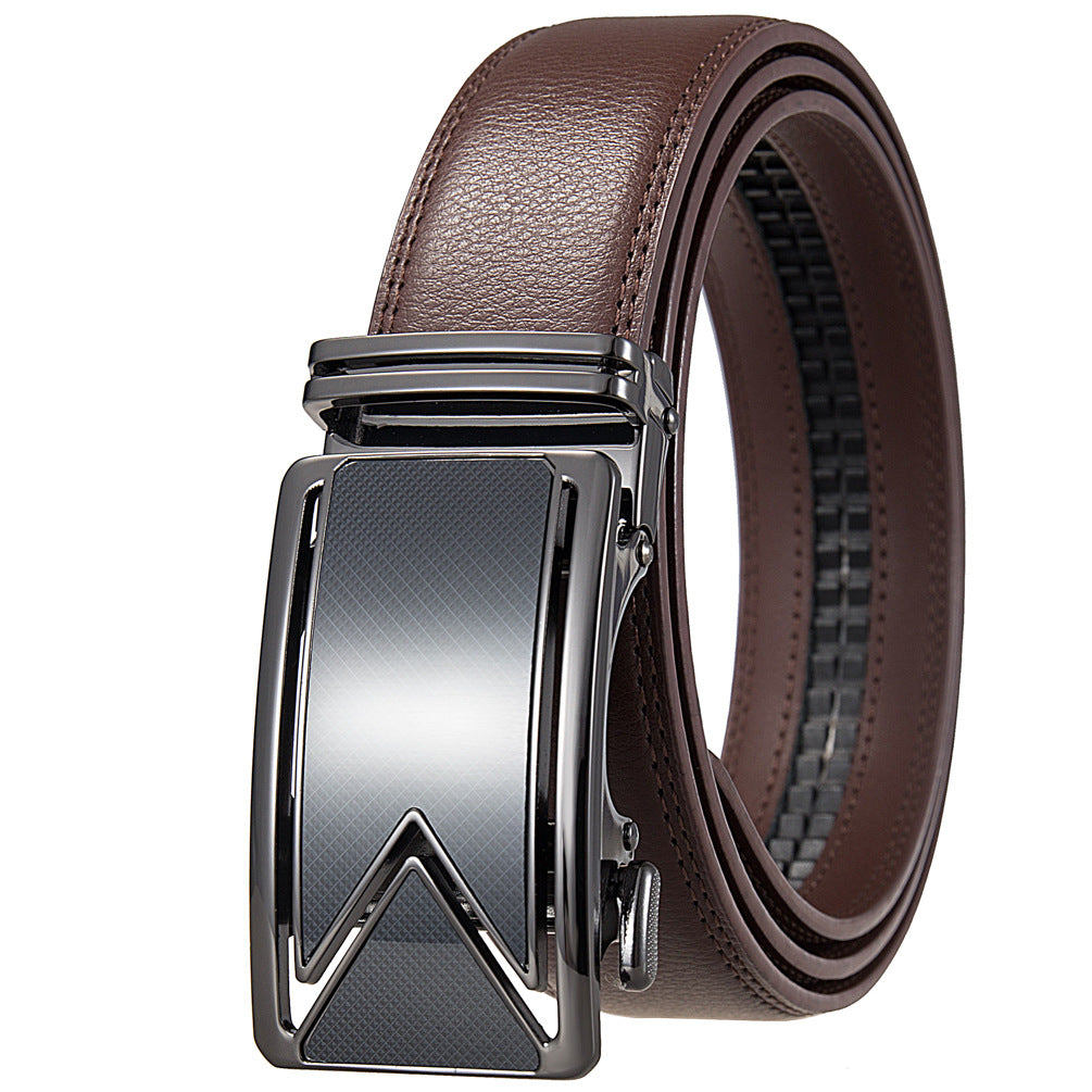 Ceinture homme Marais 20 en cuir marron avec boucle automatique rectangulaire grise et noire à finition argentée