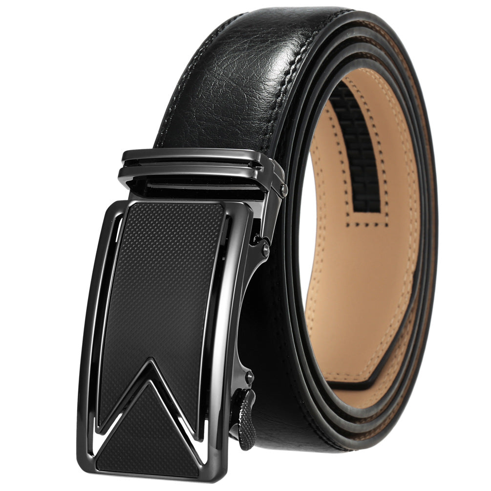 Ceinture homme Marais 60 en cuir noir avec boucle automatique rectangulaire argentée et détail texturé noir.
