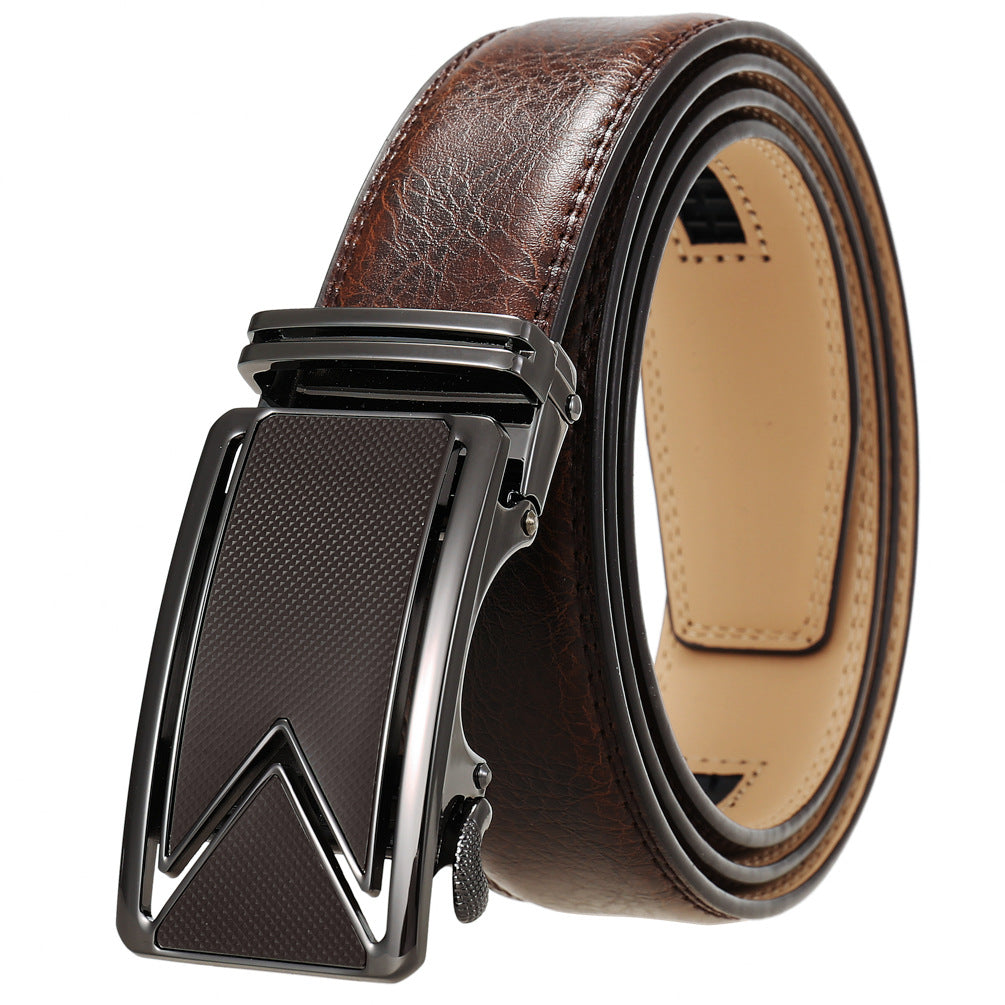 Ceinture homme Marais 60 en cuir marron avec boucle automatique argentée et détails texturés