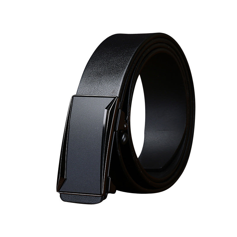 Ceinture homme Marigny en cuir de vachette noir avec boucle automatique rectangulaire moderne