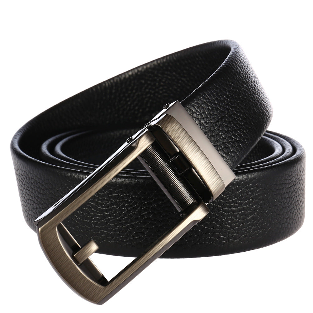 Ceinture pour homme Max en cuir refendu noir avec boucle rectangulaire en alliage argenté texturé