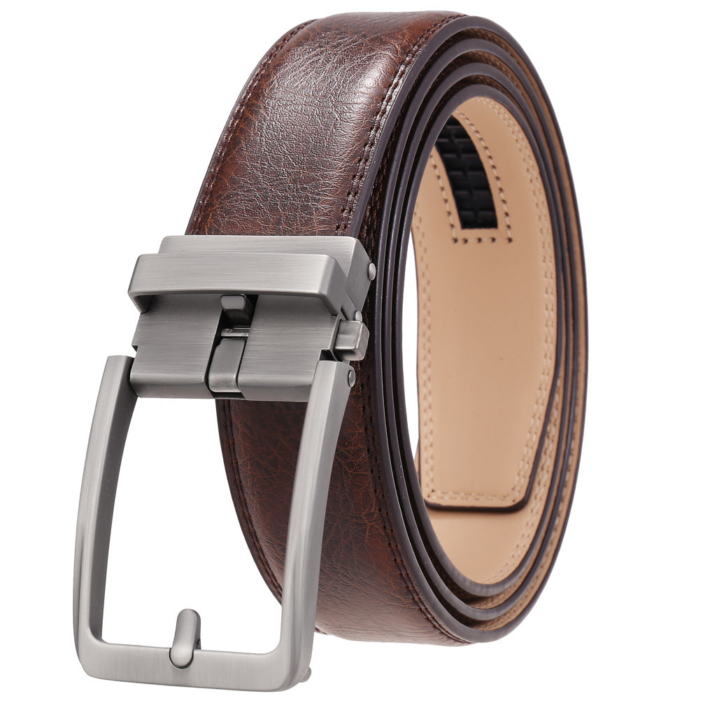 Ceinture homme Max Lux 60 en cuir marron café avec boucle automatique argentée