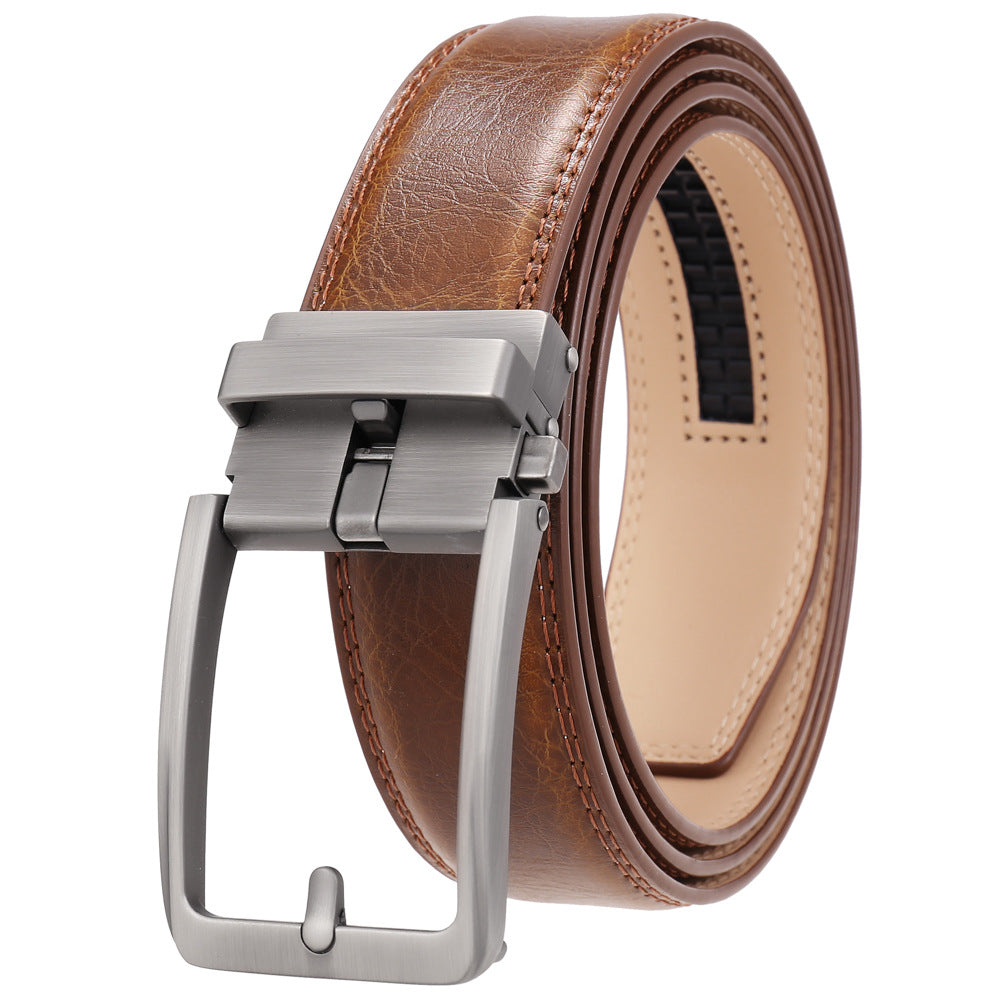 Ceinture homme Max Lux 60 en cuir marron avec boucle automatique rectangulaire argentée