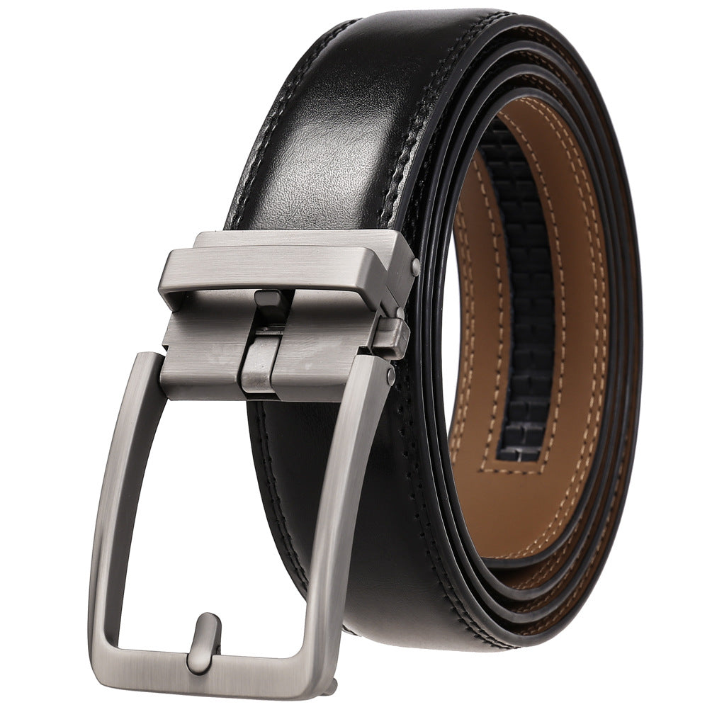 Ceinture homme Max Lux 95 en cuir noir avec boucle automatique argentée sobre et finition lisse