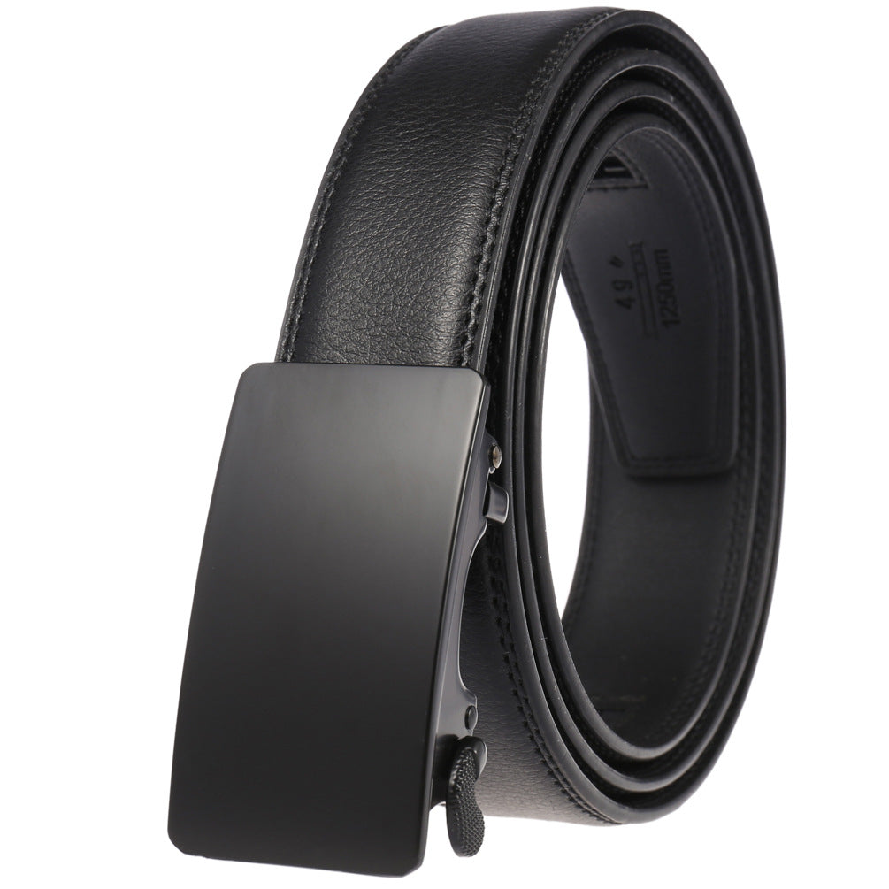Ceinture homme Moscou 20 en cuir noir avec boucle automatique rectangulaire argentée