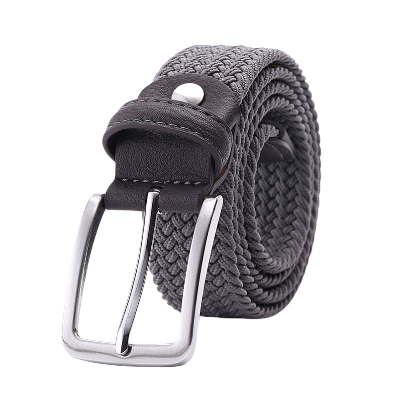 Ceinture tressée élastique homme Nantes 1 grise avec boucle argentée
