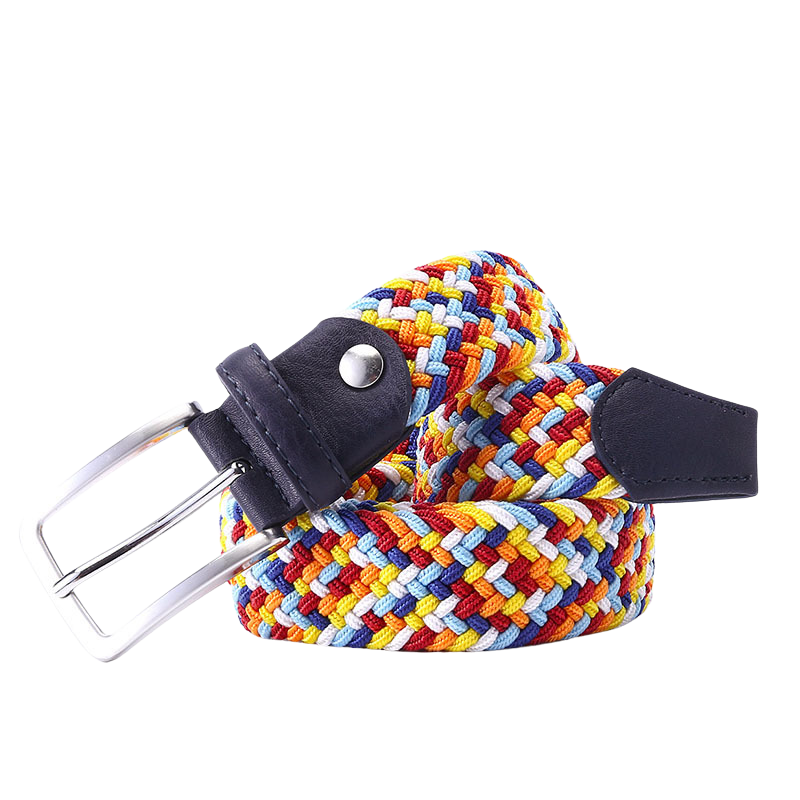 Ceinture tressée élastique Nantes 4 multicolore avec boucle argentée