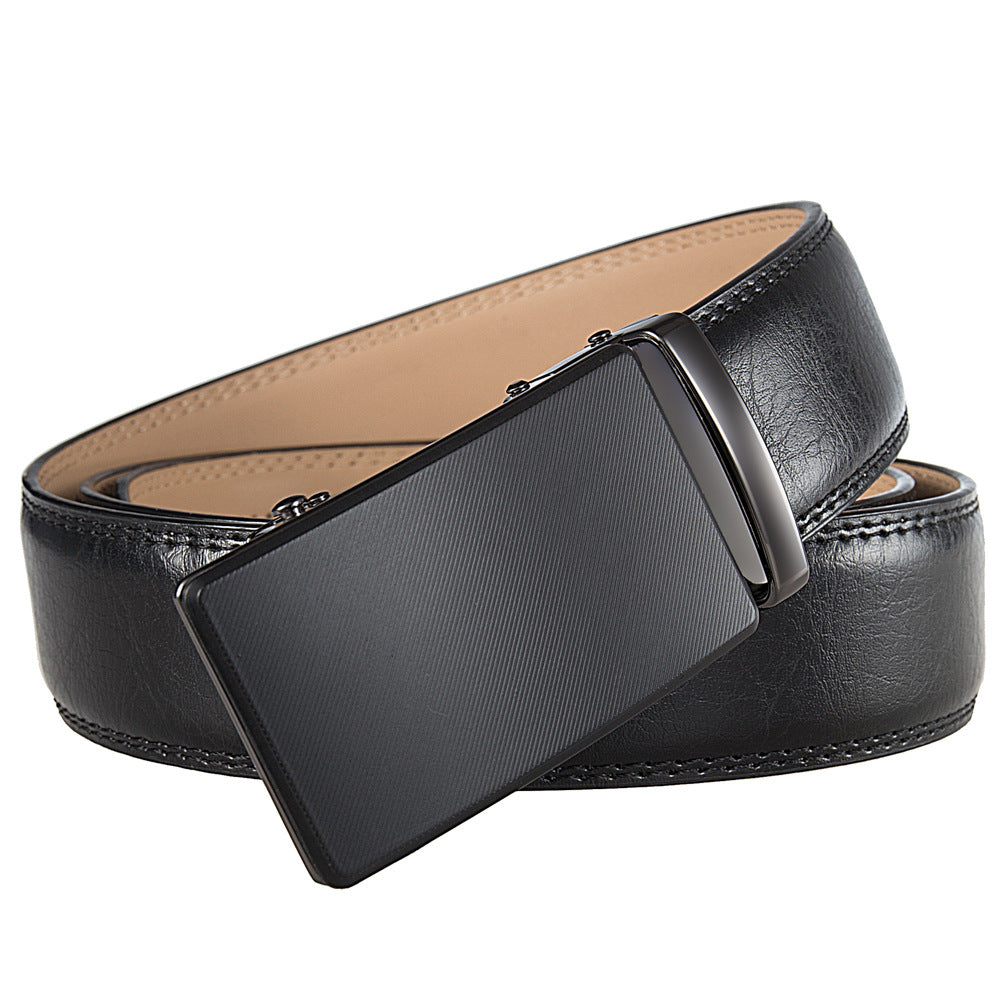 Ceinture homme Nino Lux 60 en cuir noir avec boucle automatique rectangulaire texturée oblique noire #fullwidth