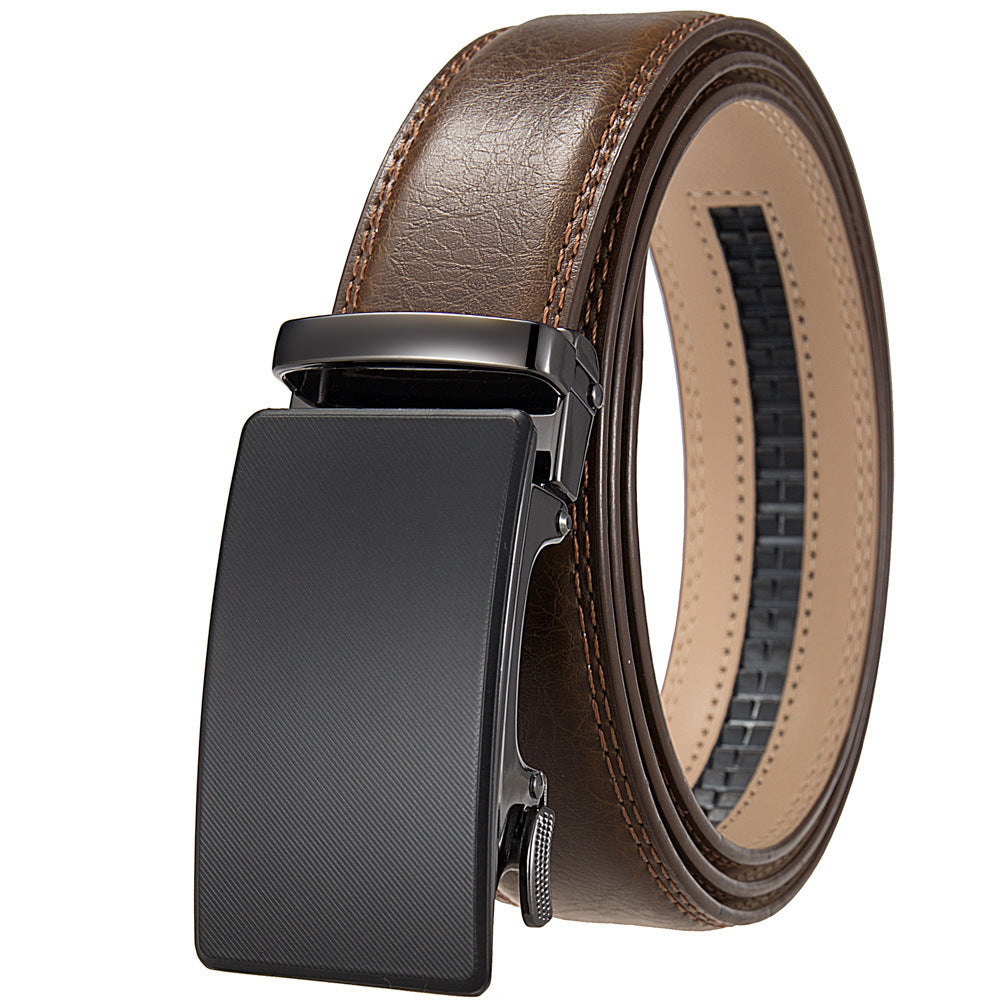 Ceinture homme Nino Lux 60 en cuir marron avec boucle automatique noire texturée