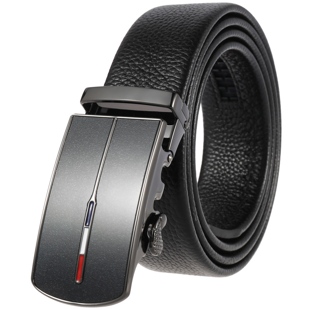 Ceinture homme Noé Art noire avec boucle automatique argentée ornée d'un motif tricolore