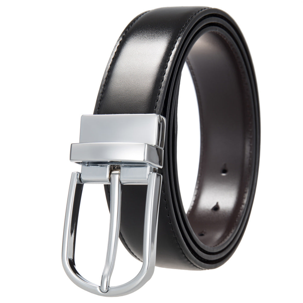 Ceinture homme Olive 95 noire avec boucle ardillon argentée et finition lisse, texture 95T, largeur 3,1 cm.