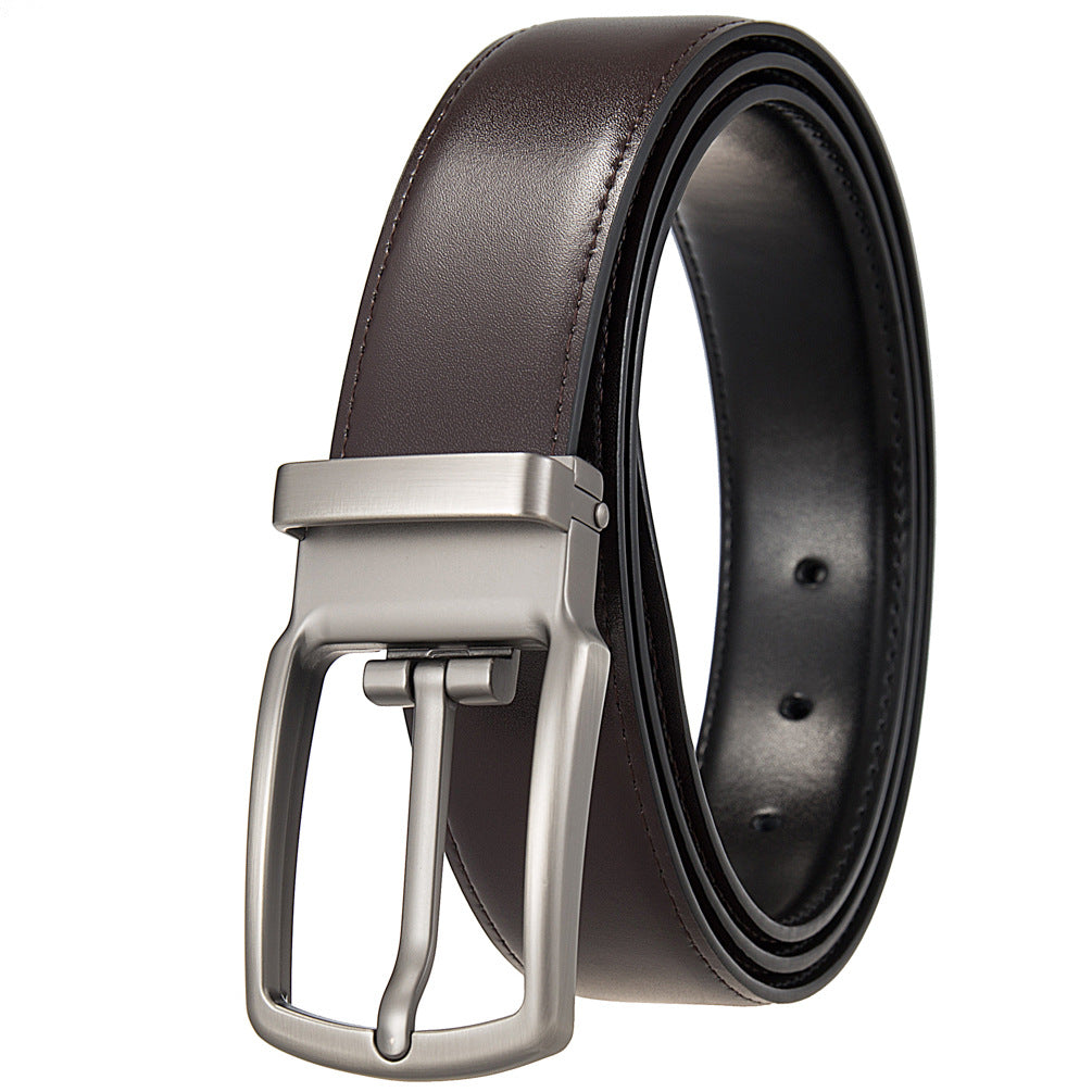 Ceinture PaulOr homme en cuir marron avec boucle ardillon rectangulaire en alliage finition gunmetal