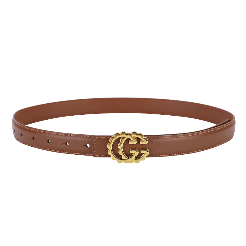 Ceinture femme Quitilla marron en cuir avec boucle dorée double G