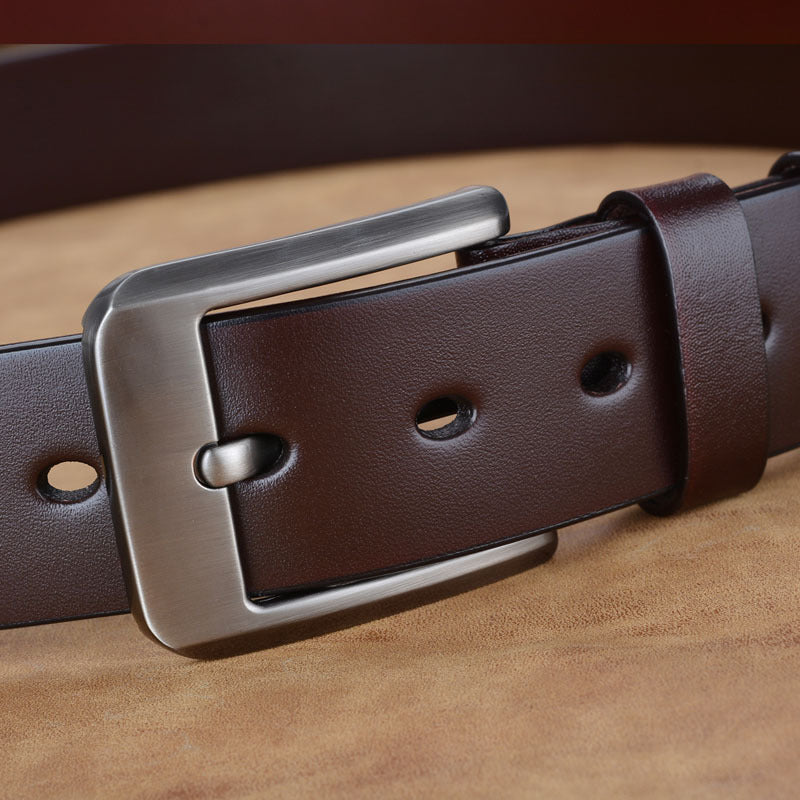 Ceinture homme République en cuir marron avec boucle ardillon argentée