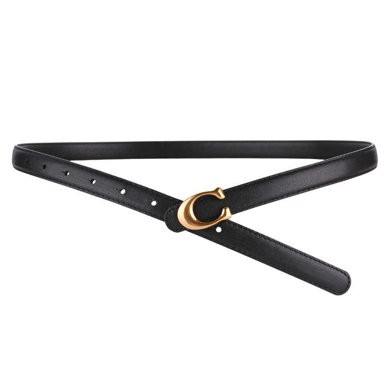 Ceinture fine noire Sublime en cuir avec boucle dorée en forme de C stylisé