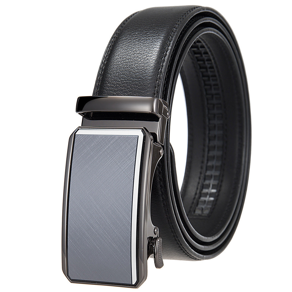 Ceinture homme Théo Lin 20 noire avec boucle rectangulaire grise et argentée à finition brillante